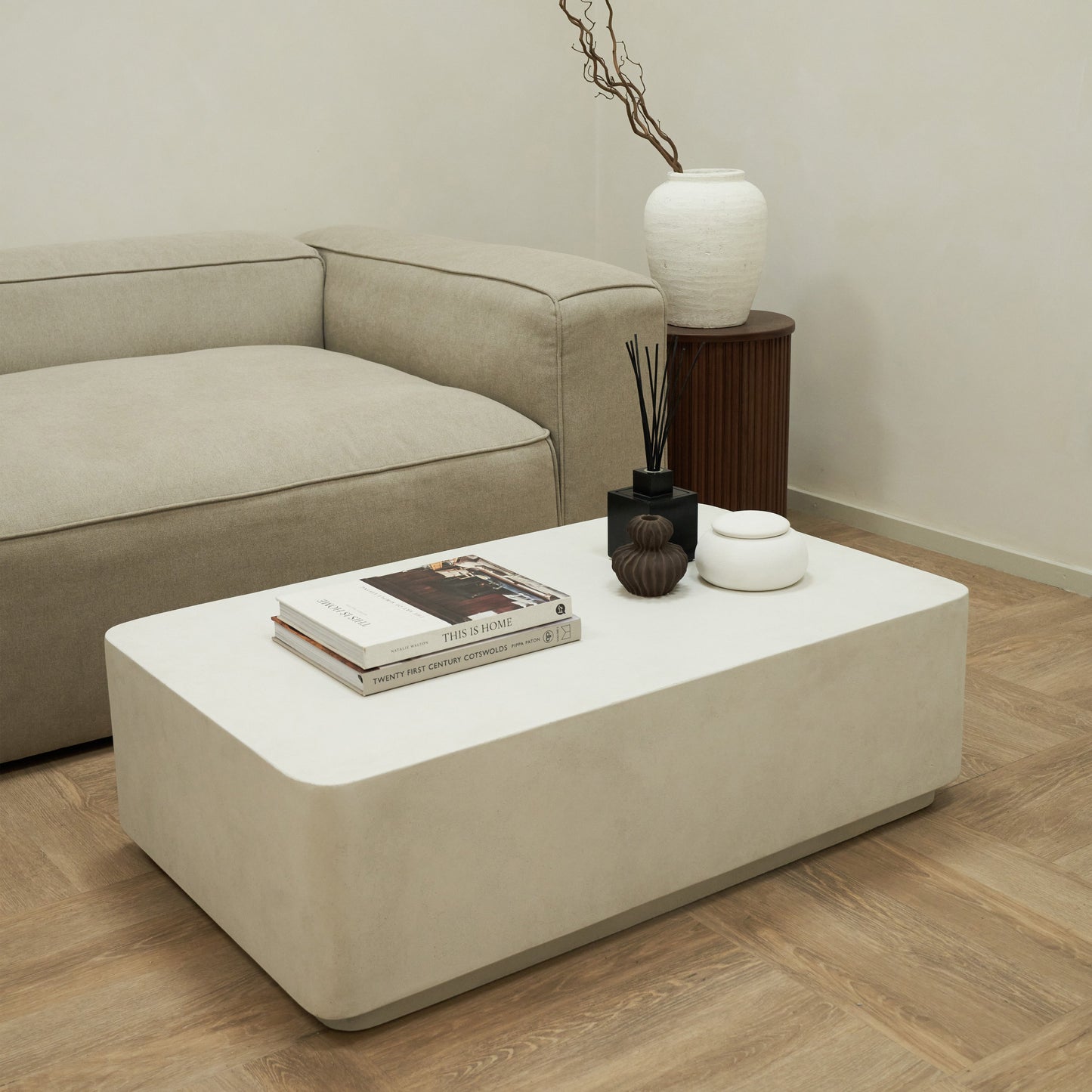 Angelo - Table basse rectangulaire minimaliste en béton grande