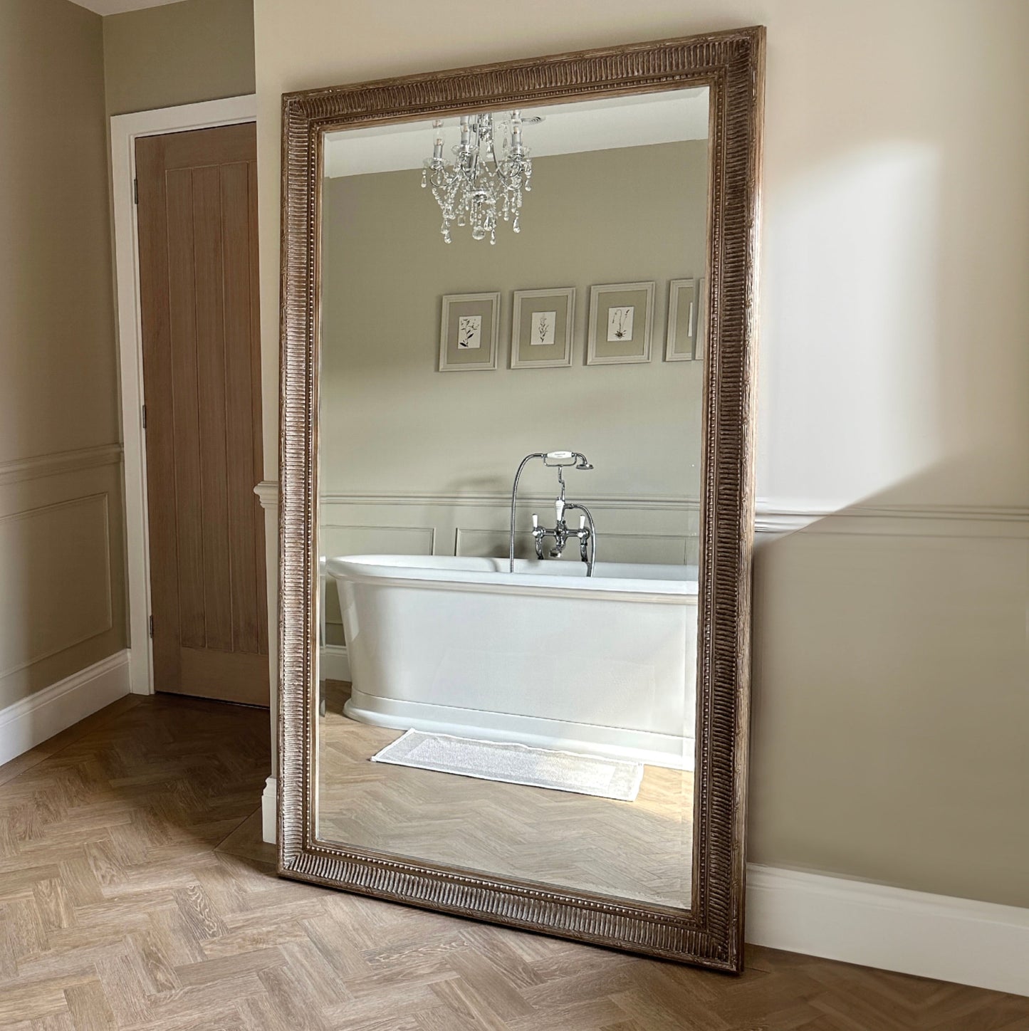 Antoine - Miroir Rectangulaire en Bois Lavé Extra Large Pleine Longueur 185cm x 100cm