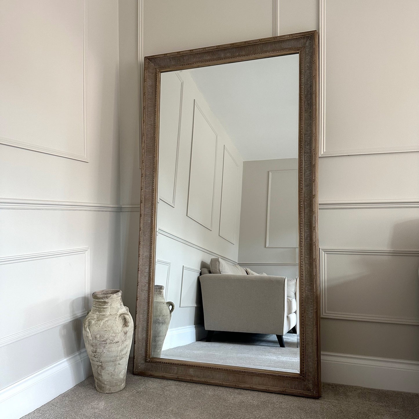 Antoine - Miroir Rectangulaire en Bois Lavé Extra Large Pleine Longueur 185cm x 100cm