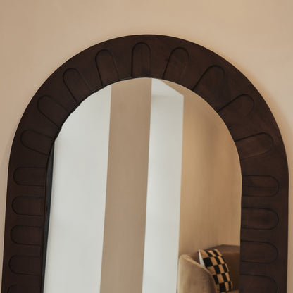 Valor - Miroir Arqué Premium Extra Large en Bois Foncé 190cm x 110cm