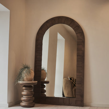 Valor - Miroir Arqué Premium Extra Large Bois Chaud 190cm x 110cm