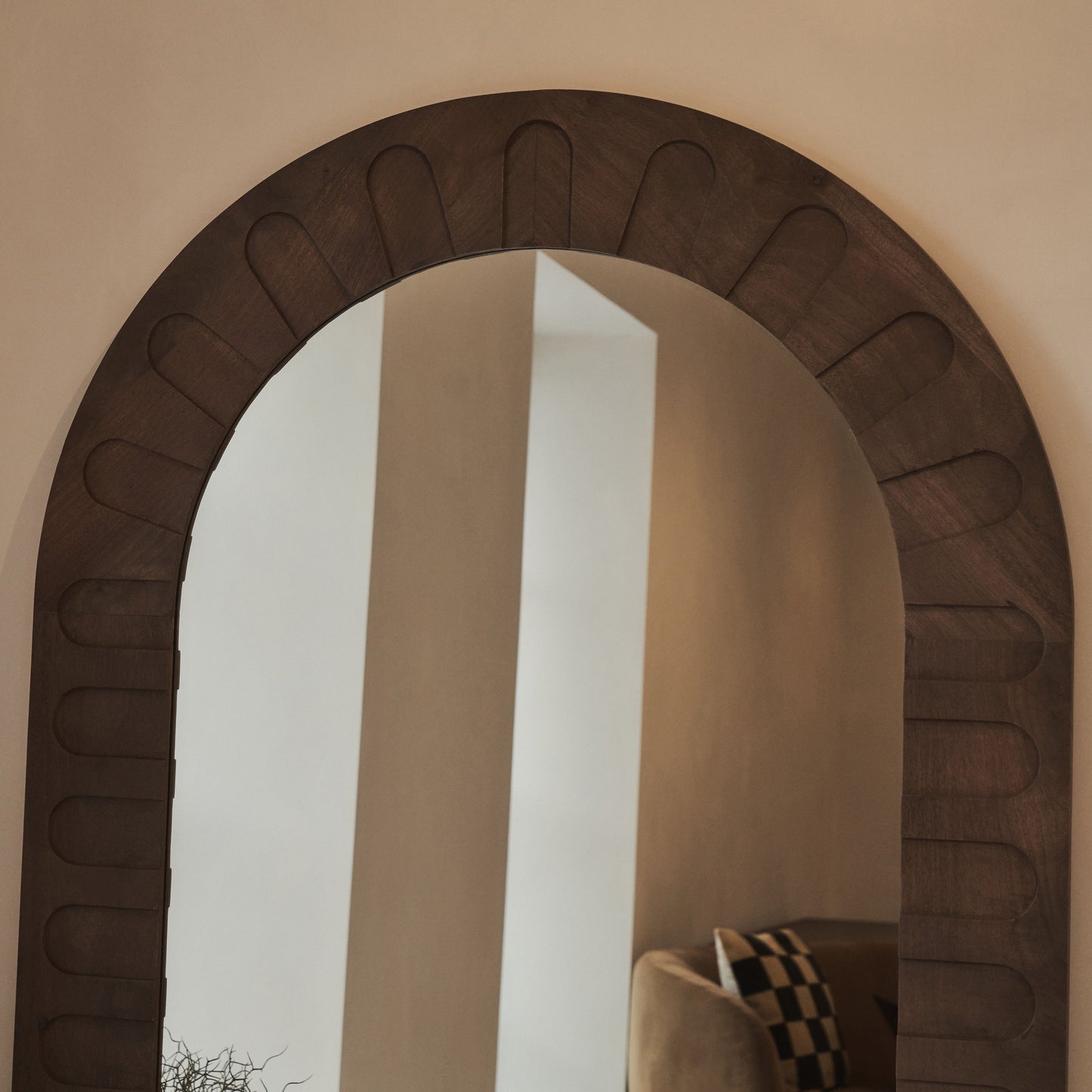 Valor - Miroir Arqué Premium Extra Large Bois Chaud 190cm x 110cm