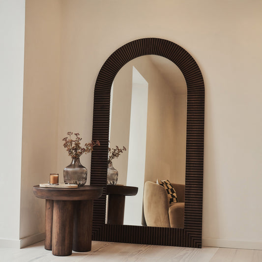 Sloane - Grand Miroir Arqué Premium en Bois Foncé 180cm x 100cm