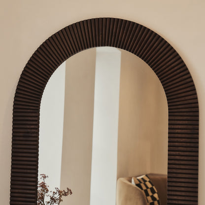 Sloane - Grand Miroir Arqué Premium en Bois Foncé 180cm x 100cm
