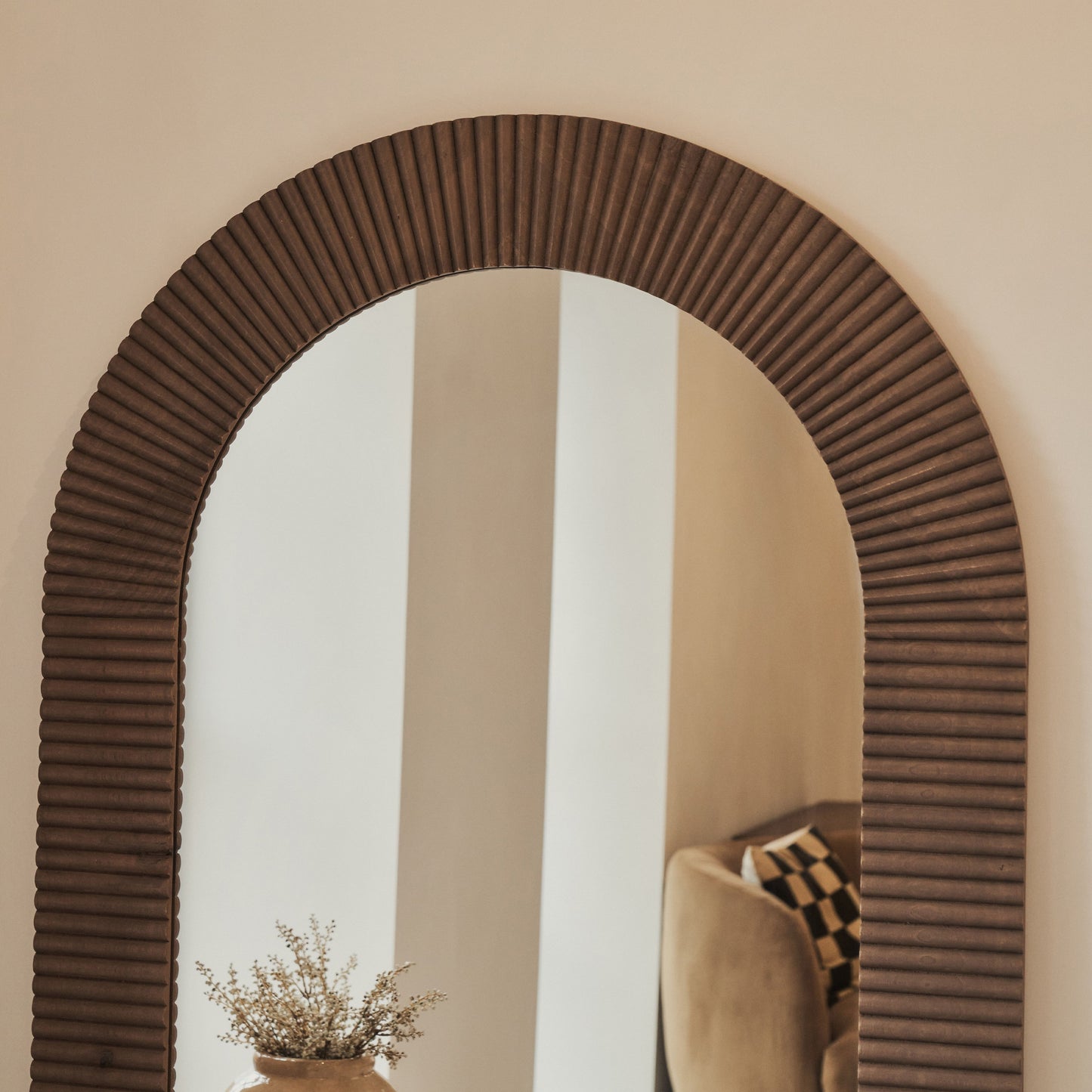 Sloane - Grand Miroir Arqué Premium en Bois Chaud 180cm x 100cm