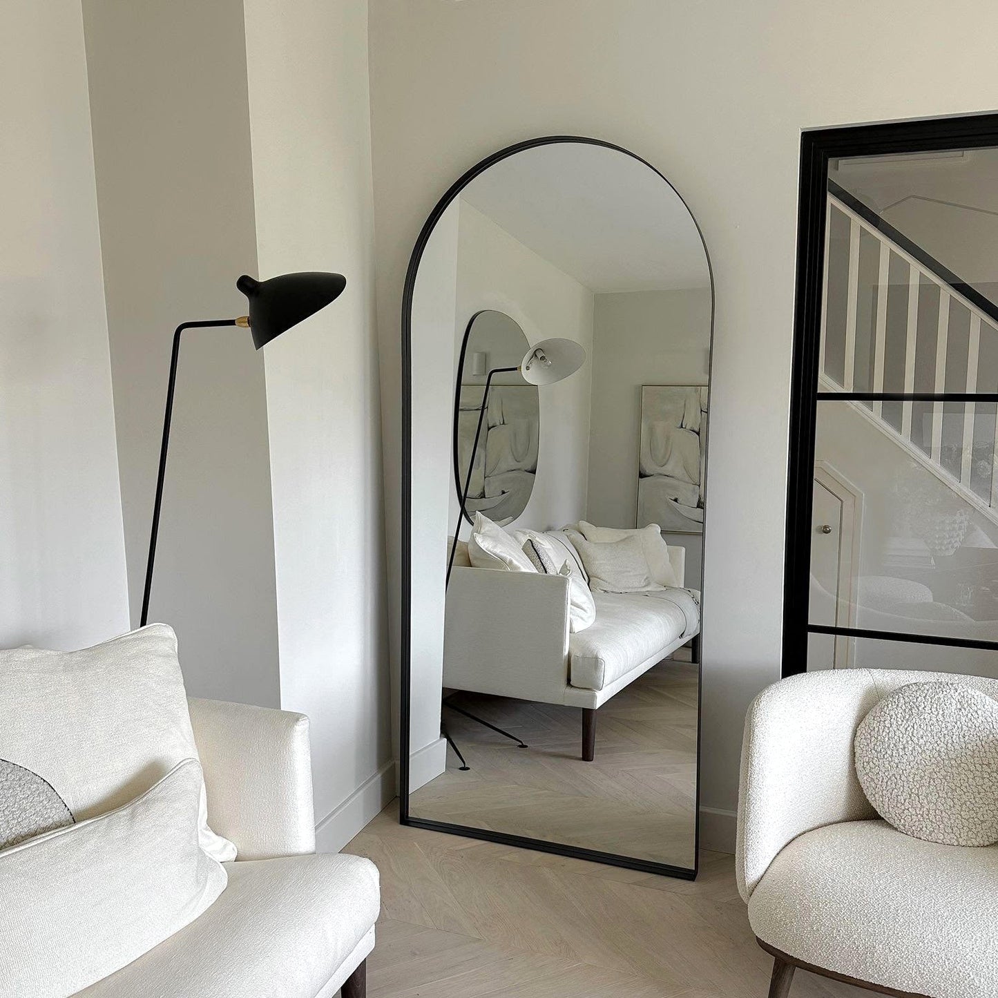 Arcus - Miroir Métallique Noir Extra Large Arqué Pleine Longueur 200cm x 90cm