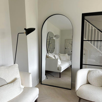 Arcus - Miroir Métallique Noir Extra Large Arqué Pleine Longueur 200cm x 90cm