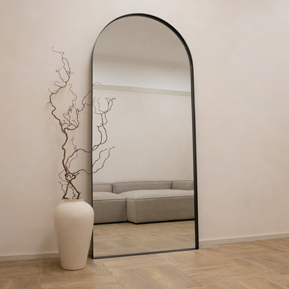 Arcus - Miroir Métallique Noir Extra Large Arqué Pleine Longueur 200cm x 90cm