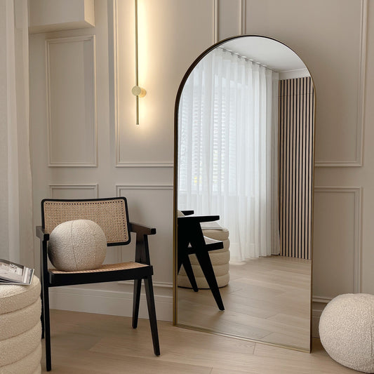 Arcus - Miroir Métallique Arqué Grand Format Doré 170cm x 80cm