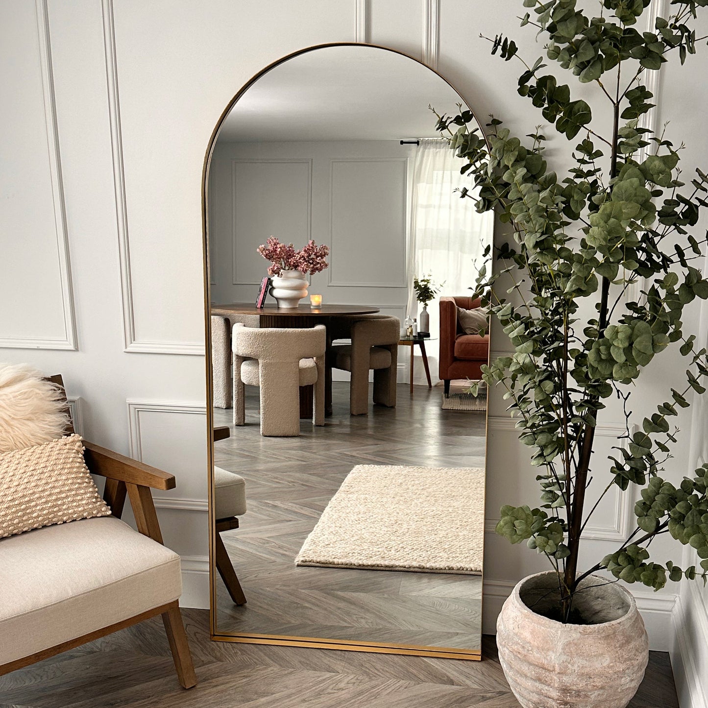 Arcus - Miroir Métallique Arqué Grand Format Doré 170cm x 80cm