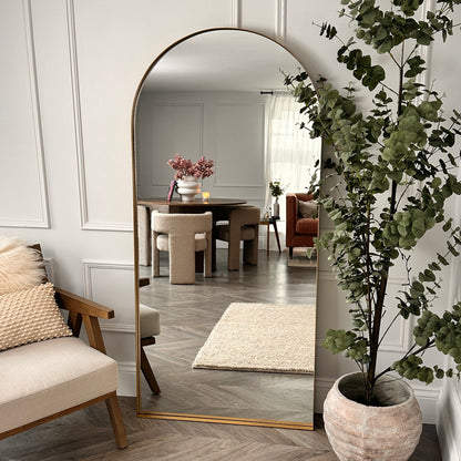 Arcus - Miroir Métallique Arqué Grand Format Doré 170cm x 80cm