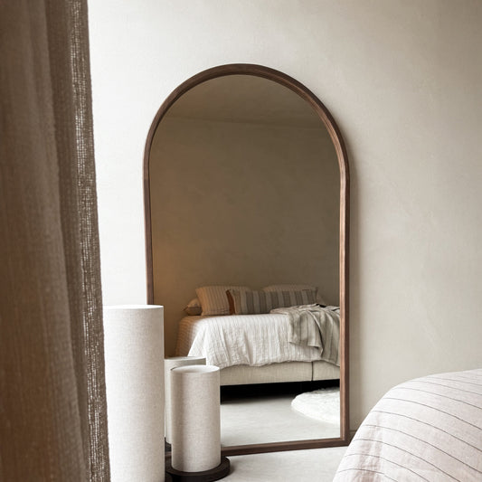 Arden - Miroir en bois foncé plein pied arche 175cm x 95cm