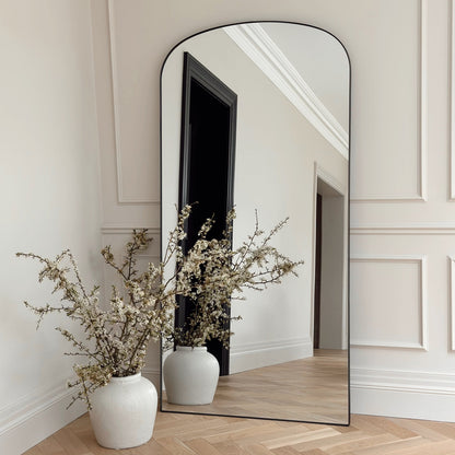 Aria - Miroir Métallique Noir Grand Format 180cm x 90cm Pleine Longueur