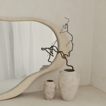 Arcurva - Grand Miroir Irrégulier en Béton pour Surcheminée 130cm x 80cm