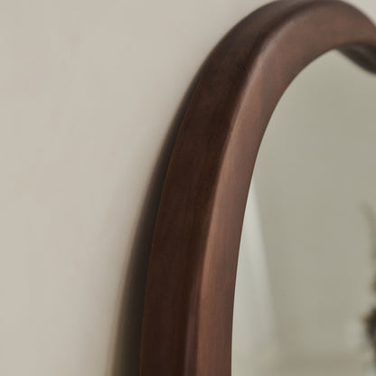 Arcurva - Grand Miroir Irrégulier à Cheminée en Bois Foncé 130cm x 80cm