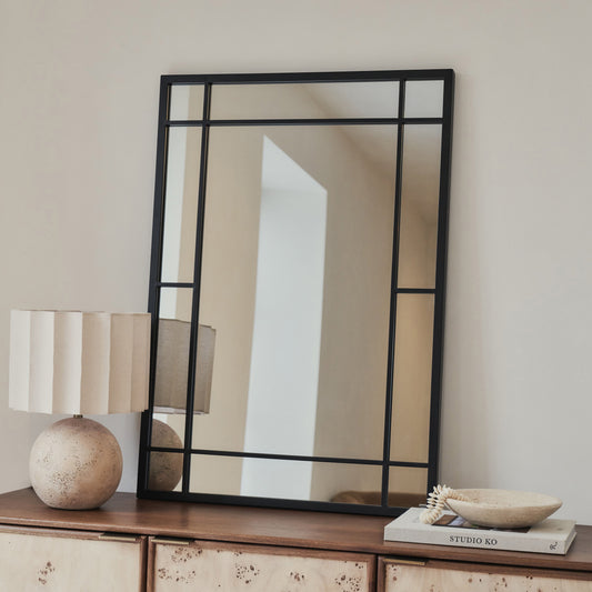 Bexley - Miroir Mural Rectangulaire Métallique Noir 100 cm x 70 cm