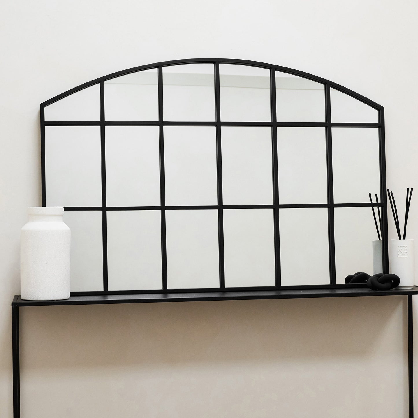Bridgewater - Miroir industriel en métal noir arche 120cm x 80cm