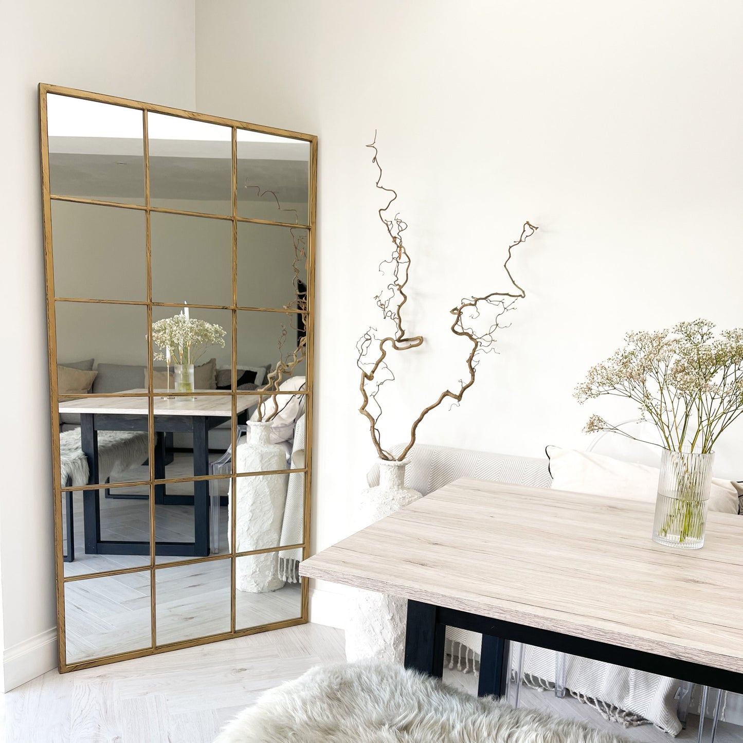 Brooklyn - Miroir Métallique Doré Grand Format Pleine Longueur 180cm x 90cm
