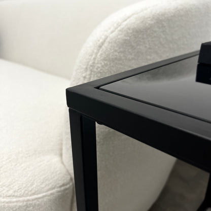 Brooklyn - Table d'Appoint Rectangulaire Moderne Noire avec Miroir Teinté
