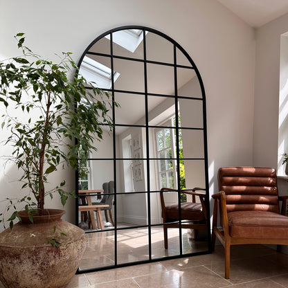 Brooklyn - Miroir Métallique Arqué Noir Extra Large Pleine Longueur 200cm x 120cm