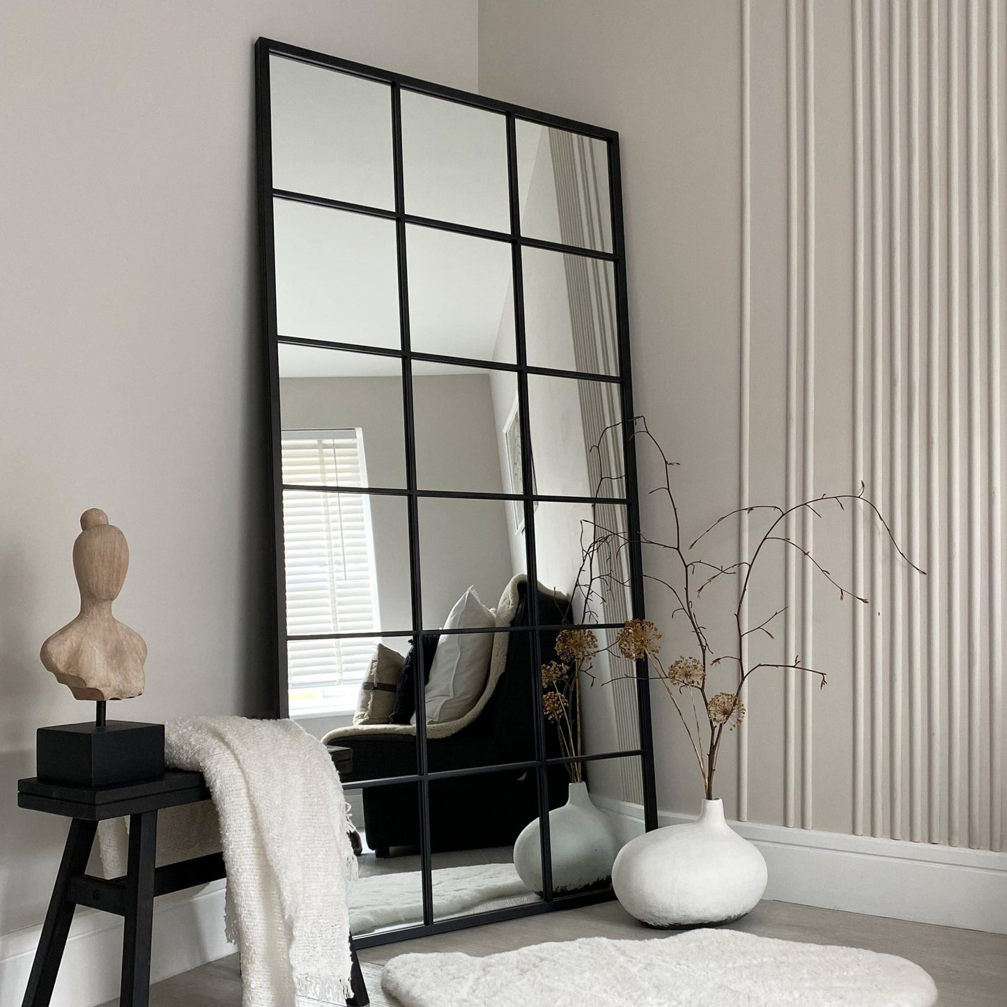 Brooklyn - Miroir Métallique Noir Grand Format Pleine Longueur 180cm x 90cm