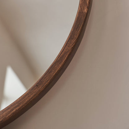 Arden - Miroir mural rond en bois foncé 70 cm x 70 cm