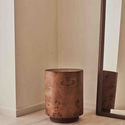 Arbour - Table d'Appoint Ronde Premium en Bois d'Érable Foncé Veiné