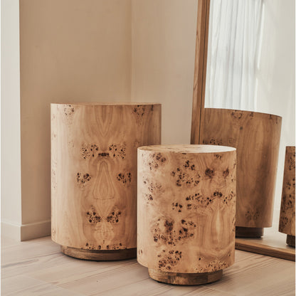 Arbour - Grande Table d'Appoint Ronde Premium en Bois Naturel de Loupe