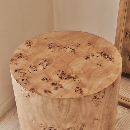 Arbour - Grande Table d'Appoint Ronde Premium en Bois Naturel de Loupe