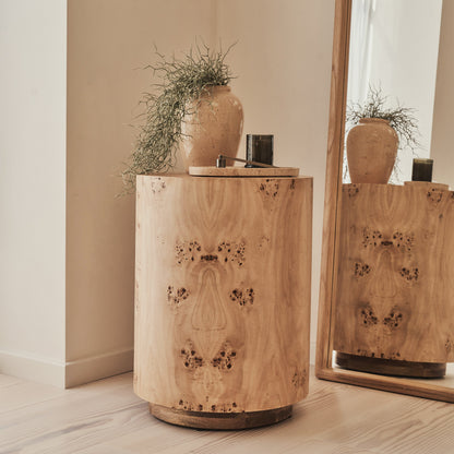 Arbour - Grande Table d'Appoint Ronde Premium en Bois Naturel de Loupe