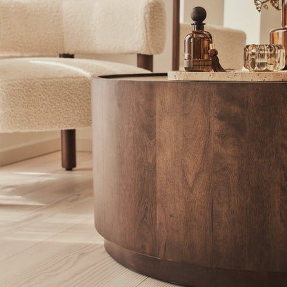 Fairmont - Table Basse Ronde Premium en Bois Foncé