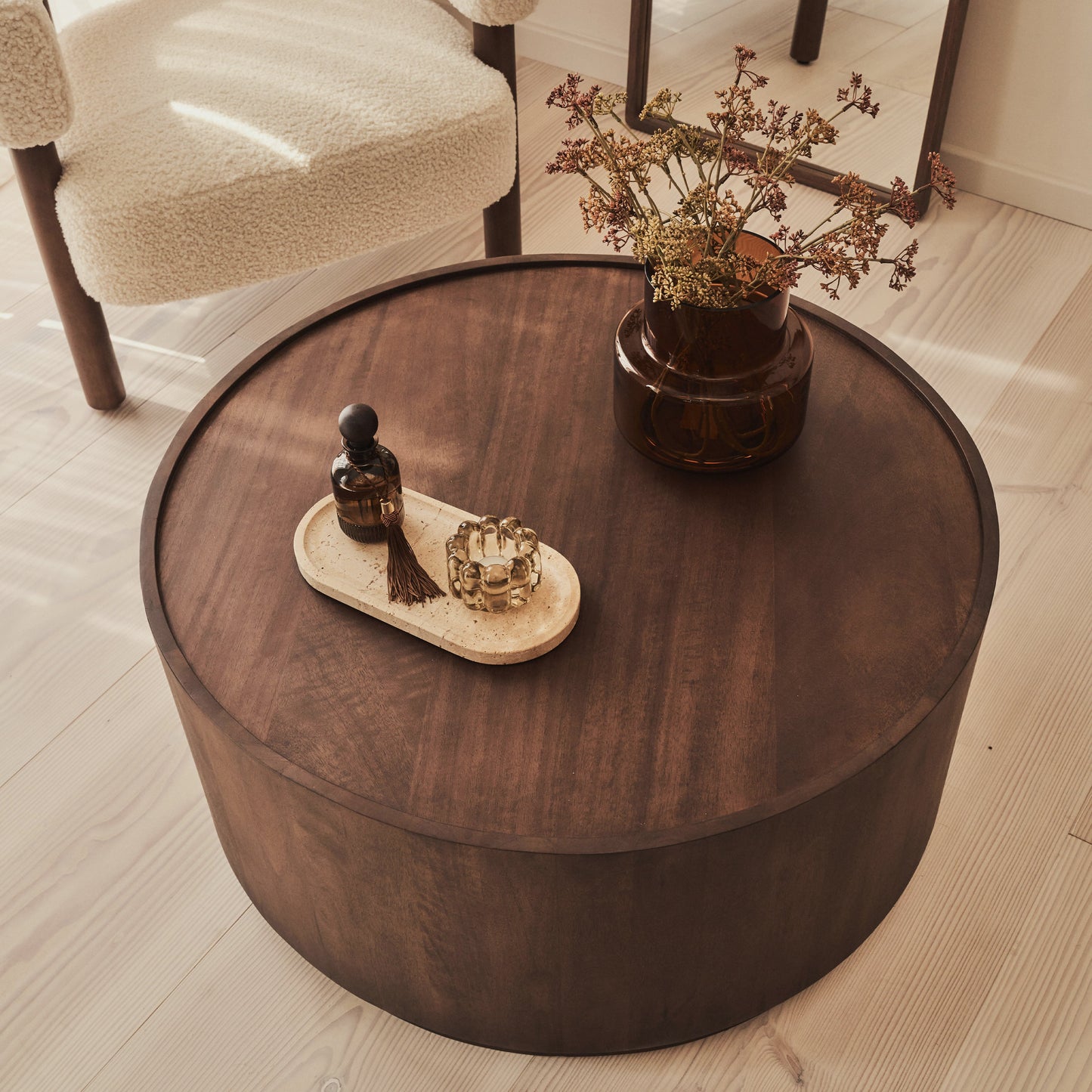 Fairmont - Table Basse Ronde Premium en Bois Foncé