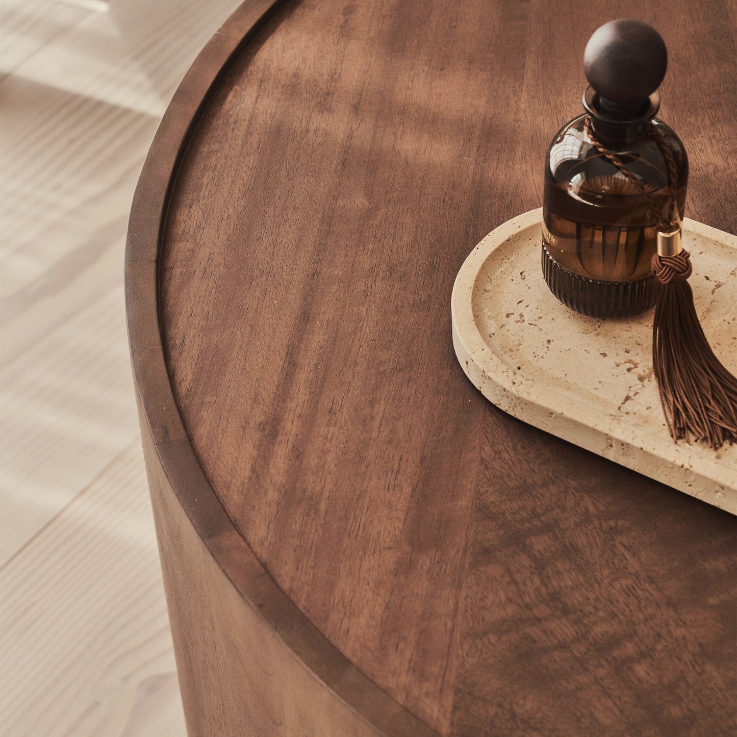 Fairmont - Table Basse Ronde Premium en Bois Foncé