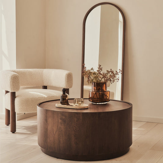 Fairmont - Table Basse Ronde Premium en Bois Foncé