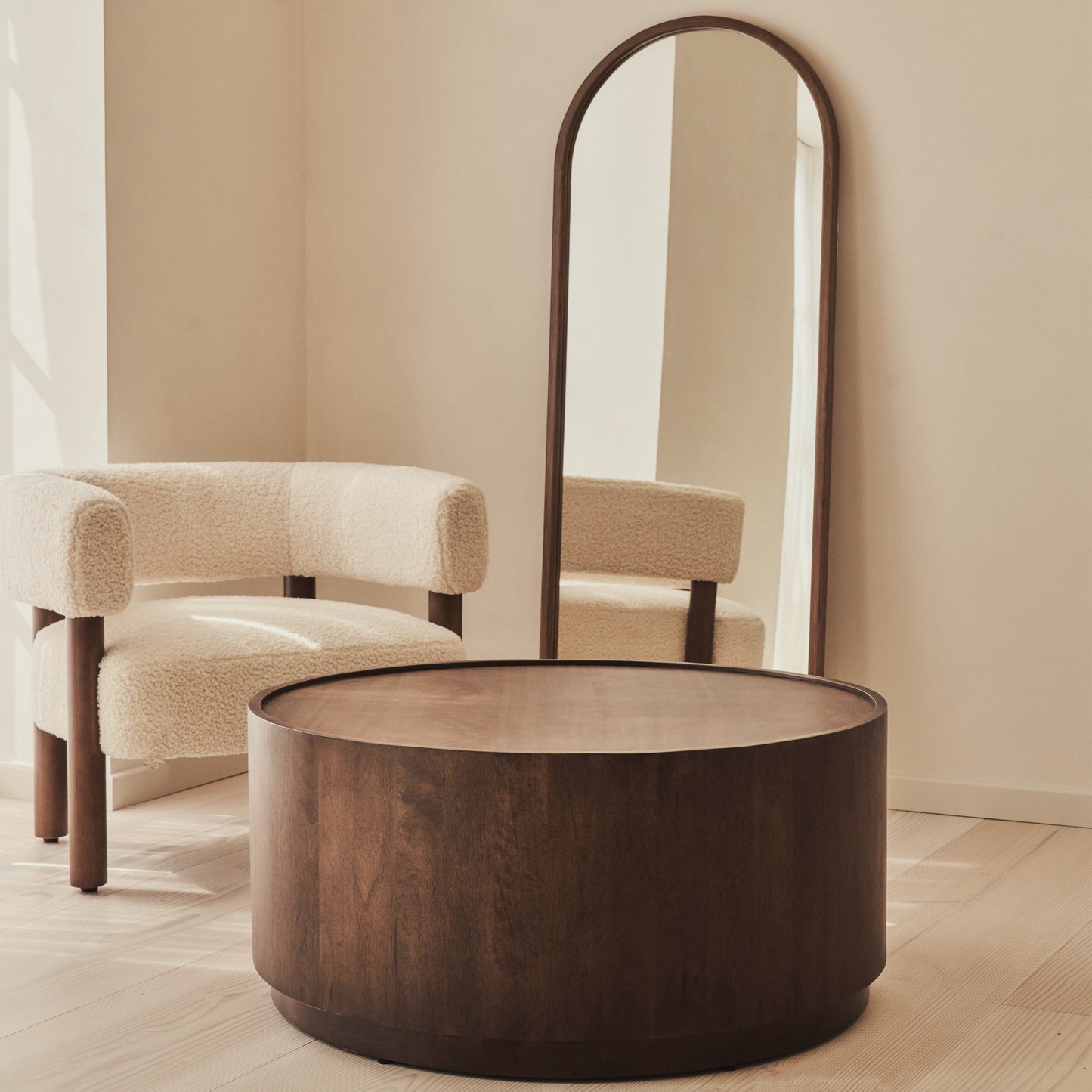 Fairmont - Table Basse Ronde Premium en Bois Foncé