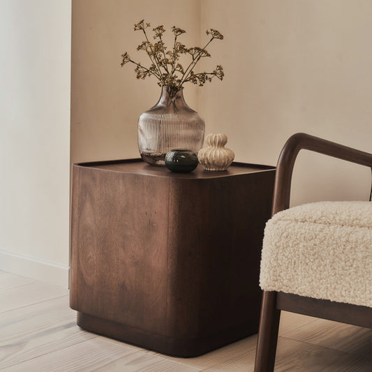 Fairmont - Table d'Appoint Carrée Premium en Bois Foncé