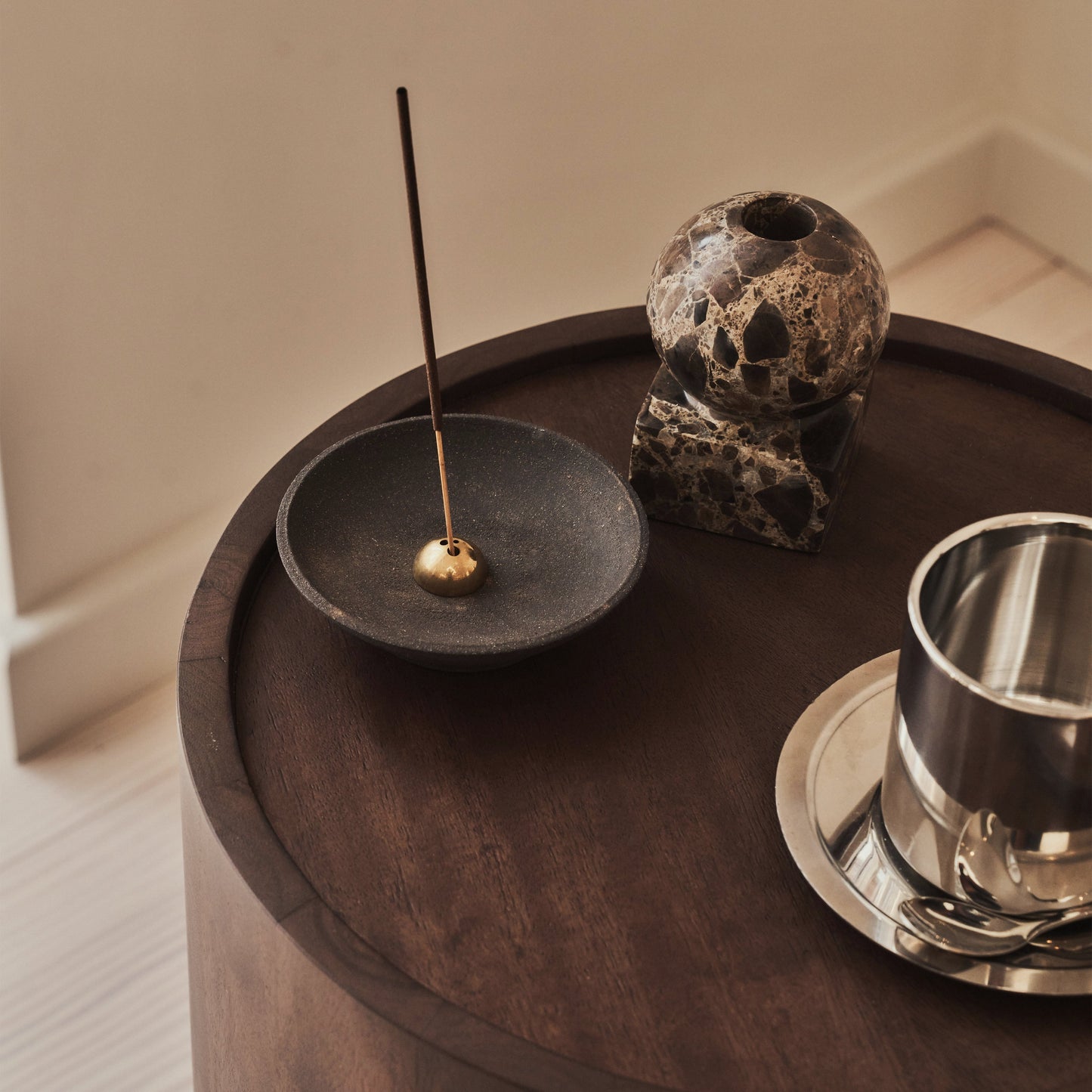 Fairmont - Table d'Appoint Ronde Premium en Bois Foncé