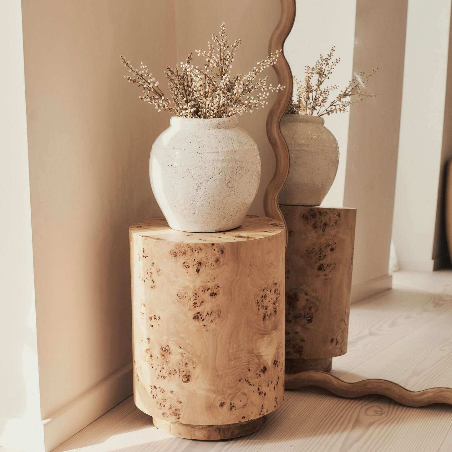 Arbour - Table d'Appoint Ronde Premium en Bois Naturel Burl