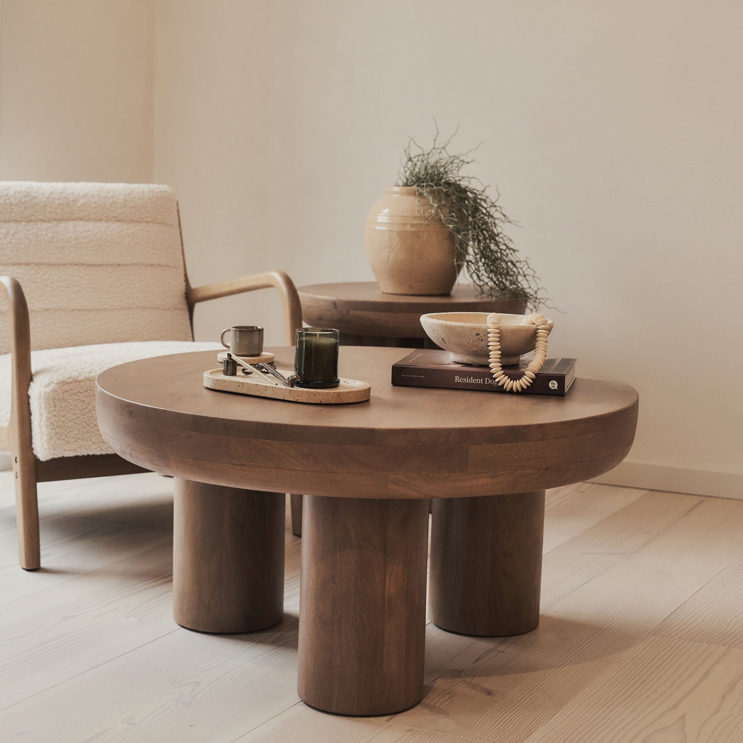 Vermont - Table Basse Ronde Premium en Bois Chaud