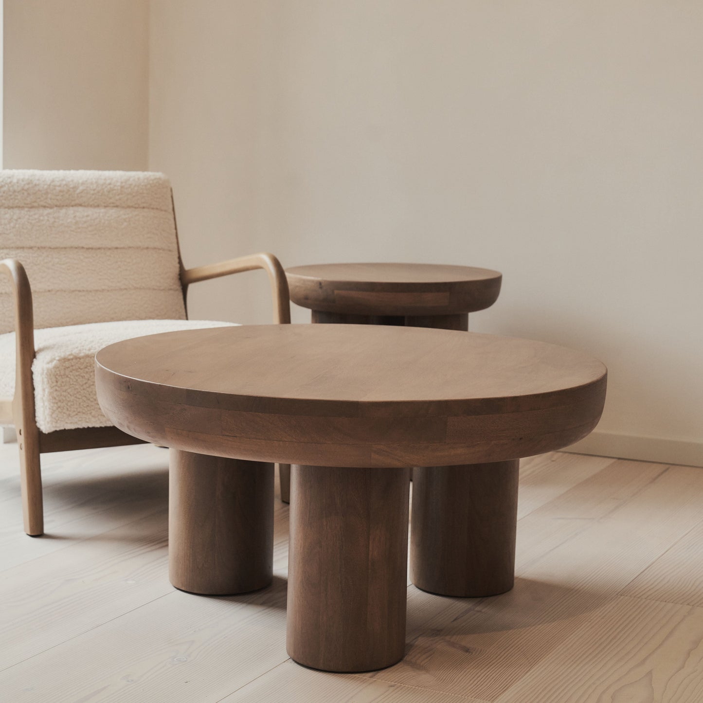 Vermont - Table Basse Ronde Premium en Bois Chaud