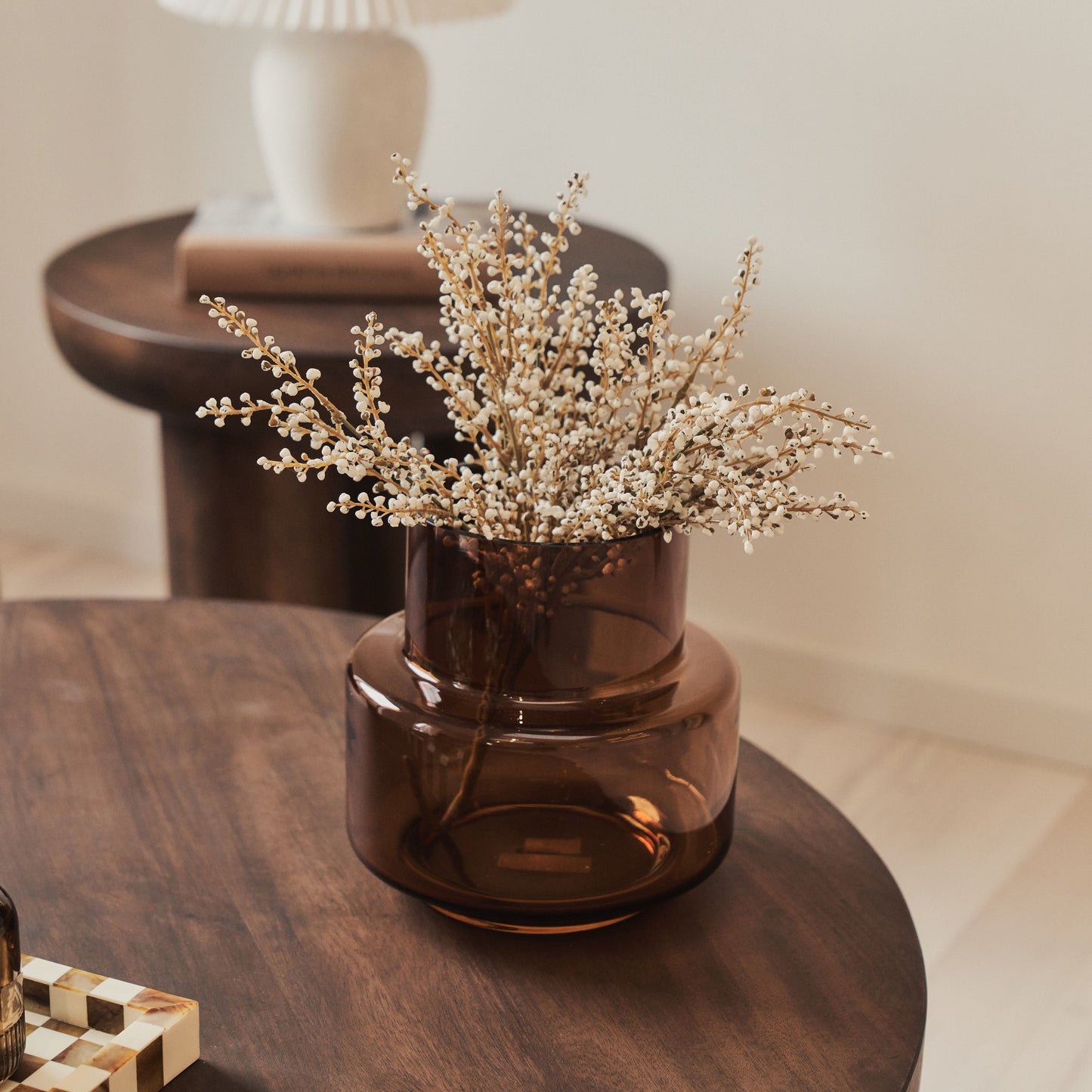 Vermont - Table Basse Ronde Premium en Bois Foncé