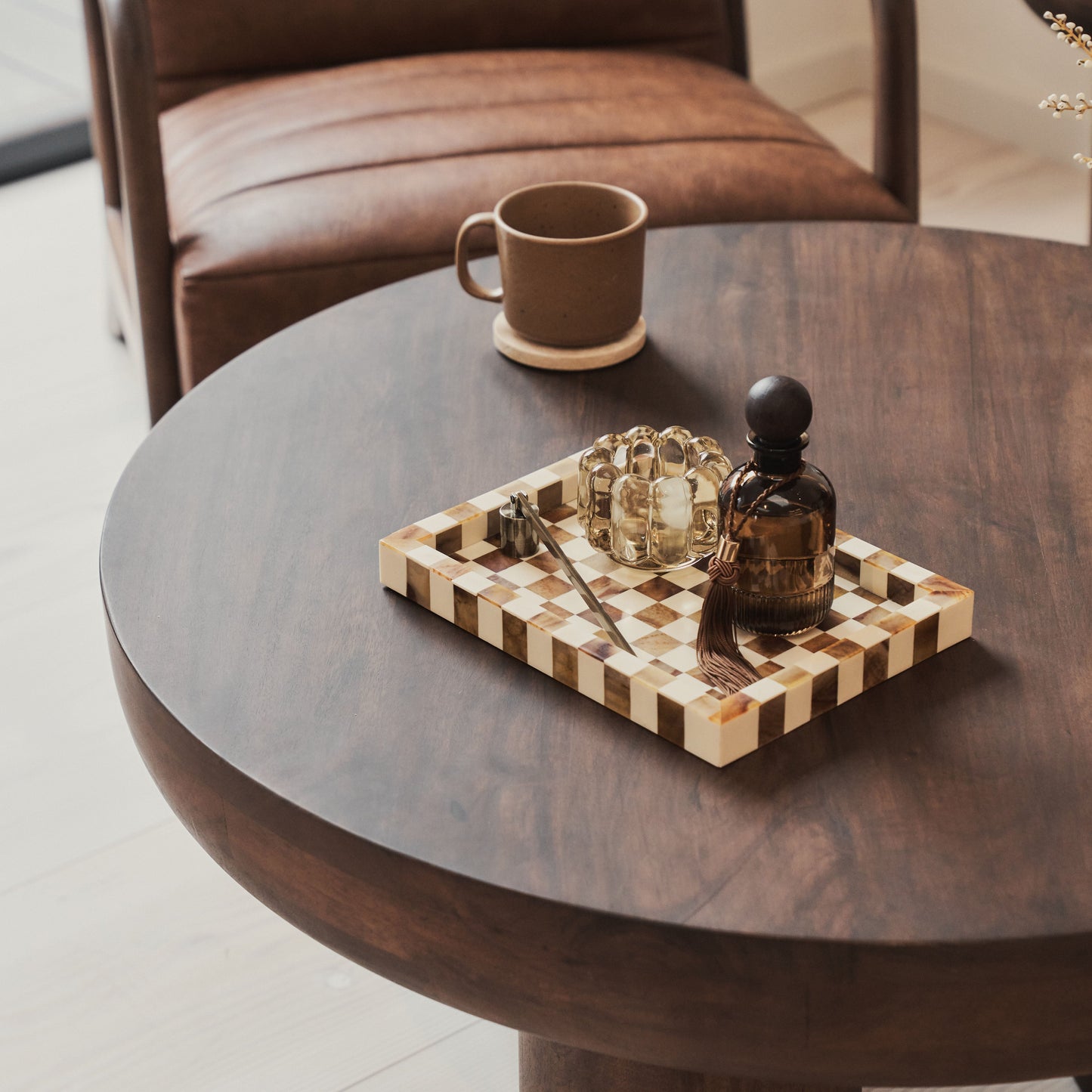 Vermont - Table Basse Ronde Premium en Bois Foncé