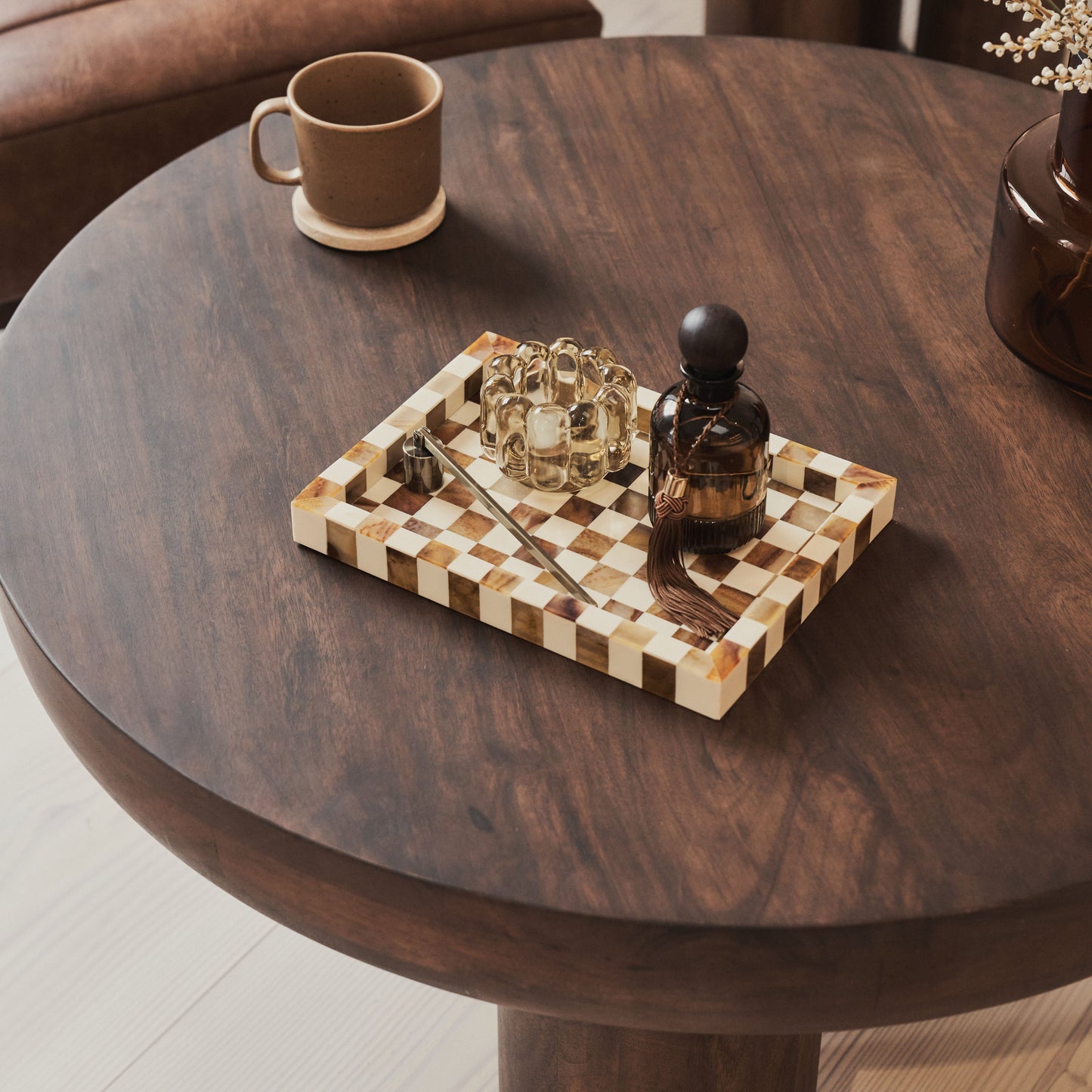 Vermont - Table Basse Ronde Premium en Bois Foncé