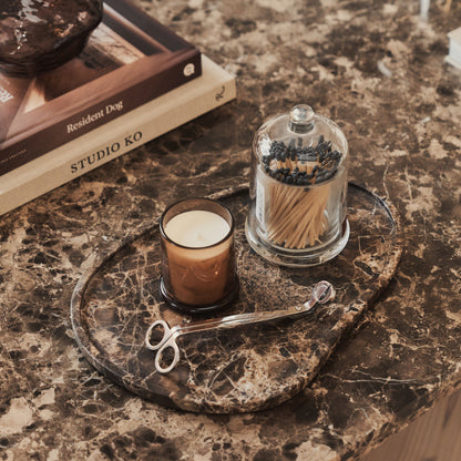 Melrose - Table basse rectangulaire premium en bois foncé avec marbre Dark Emperador