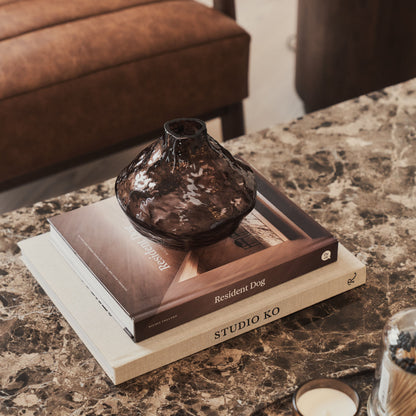 Melrose - Table basse rectangulaire premium en bois foncé avec marbre Dark Emperador