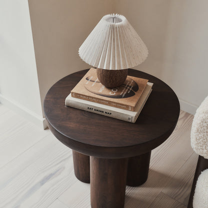 Vermont - Table d'Appoint Ronde Premium en Bois Foncé