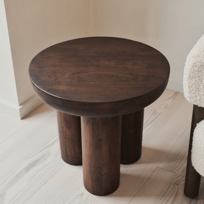 Vermont - Table d'Appoint Ronde Premium en Bois Foncé