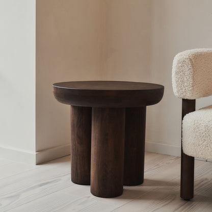 Vermont - Table d'Appoint Ronde Premium en Bois Foncé