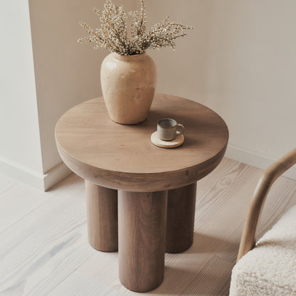 Vermont - Table d'appoint ronde premium en bois chaud