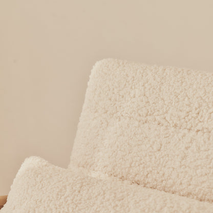 Hudson - Fauteuil d'Appoint en Bouclé Ivoire et Bois Chaud